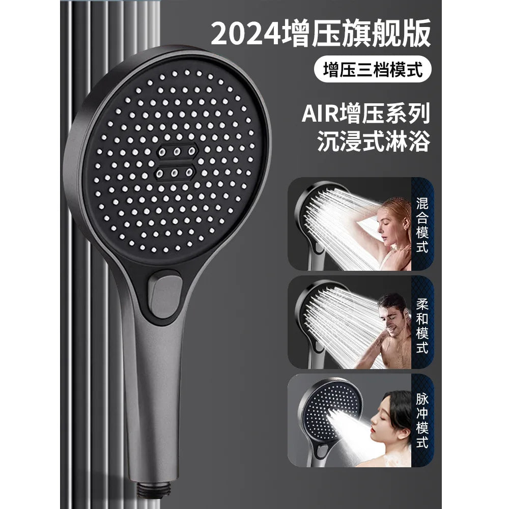 Hochdruck Duschkopf 13 cm mit 3 Modi aus ABS Plastik und Chrom