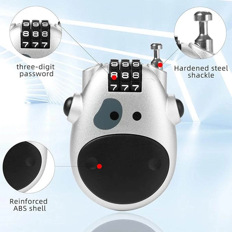 Verstellbares 3-stelliges Kabel Zahlenschloss aus Stahl