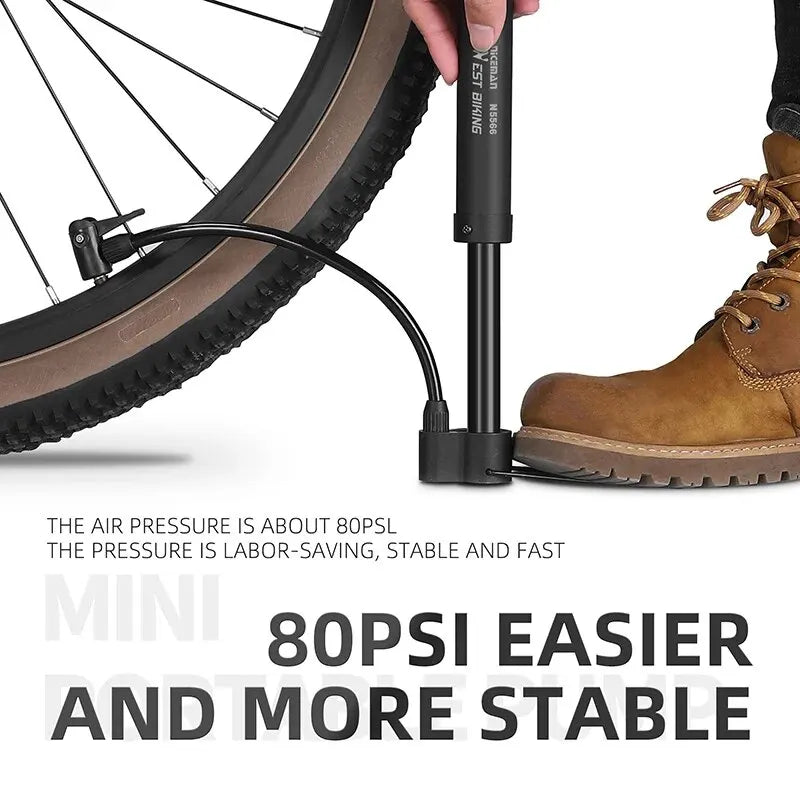 Manuelle Fahrradpumpe 80 PSI mit Schrader Ventil für MTB - Ballonreifen