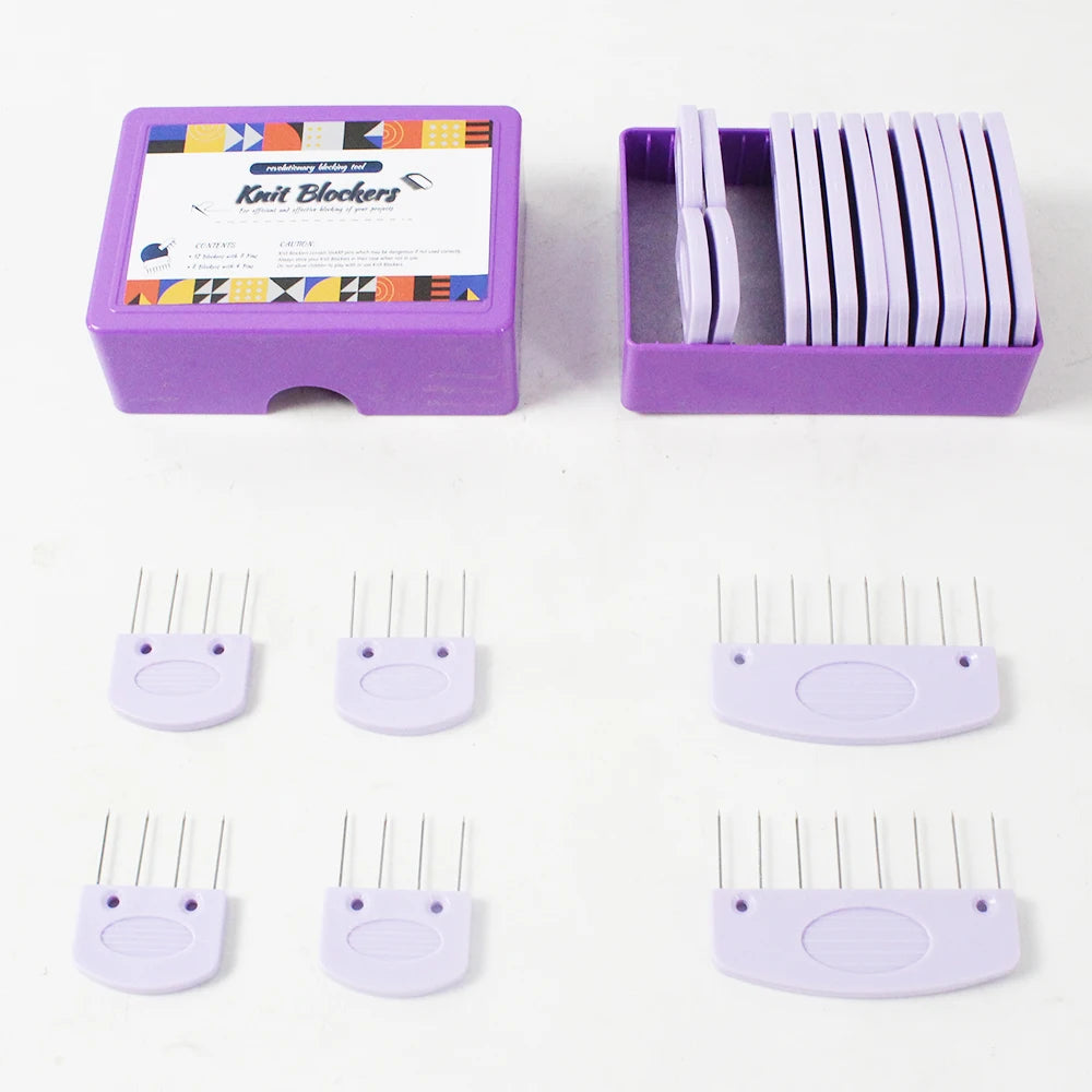 20-teiliges Edelstahl Strickblocker Set mit Kämmen und Nadeln für Stricken