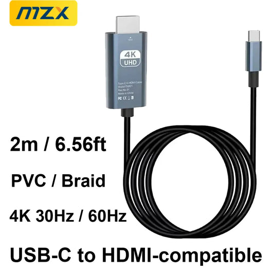 4K USB C zu HDMI kompatibles 2m Kabel 30Hz 60Hz Video Adapter HDTV