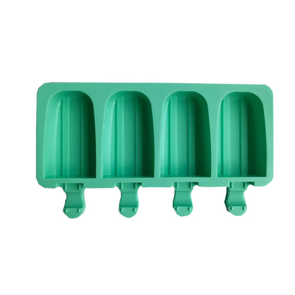 Silikon Eisform mit 4 Hohlräumen, oval und doppelt gerillt, vielseitig einsetzbar