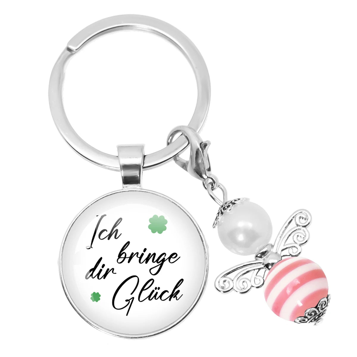 Glücksbringer Schlüsselanhänger mit vierblättrigem Kleeblatt Design