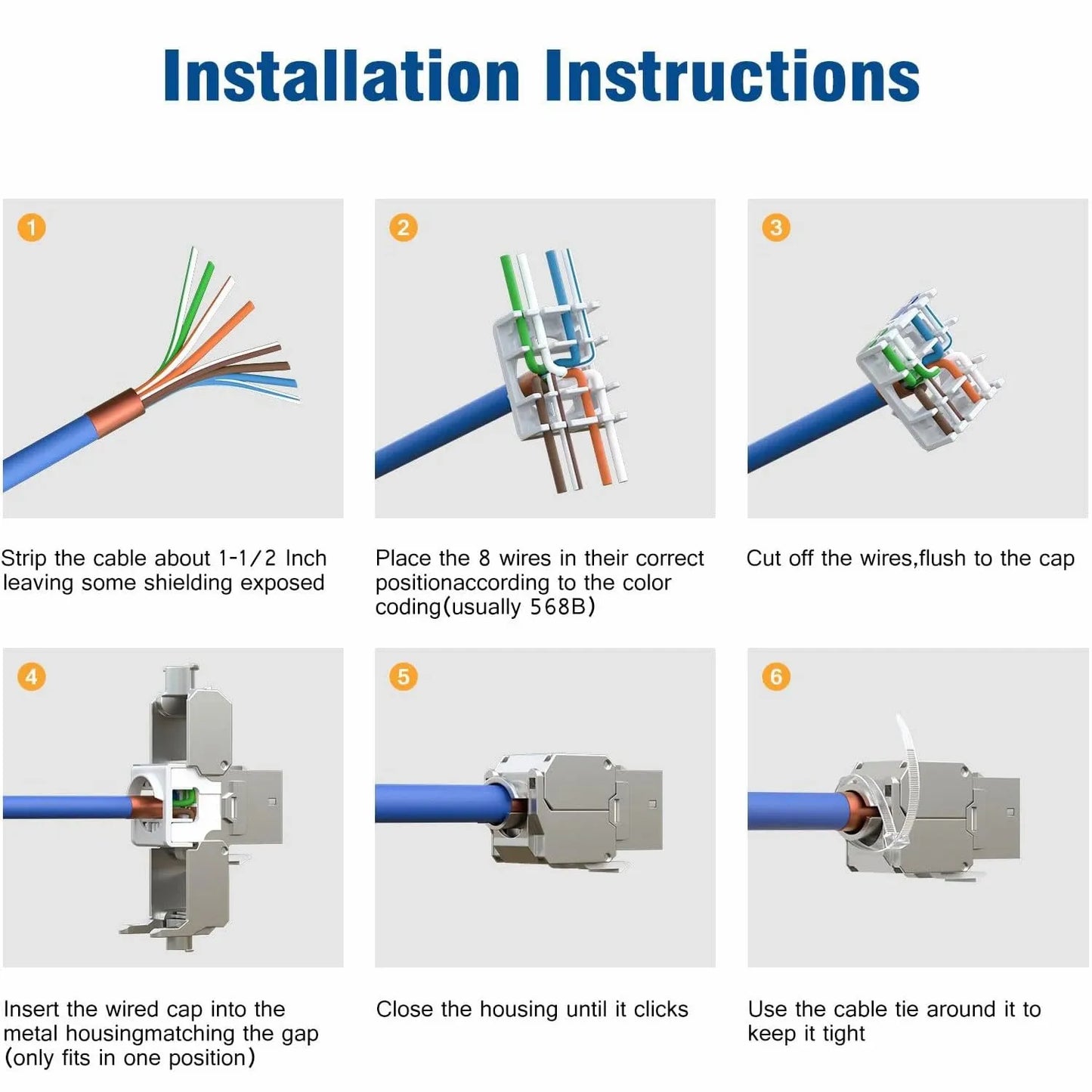 Weiblicher RJ45-Koppler Ethernet modularer Trapez Buchse mit STP-Zink