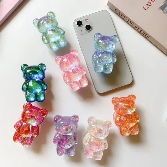 3D Glitter Bär Handyhalterung Universal aus TPU mit Standfunktion