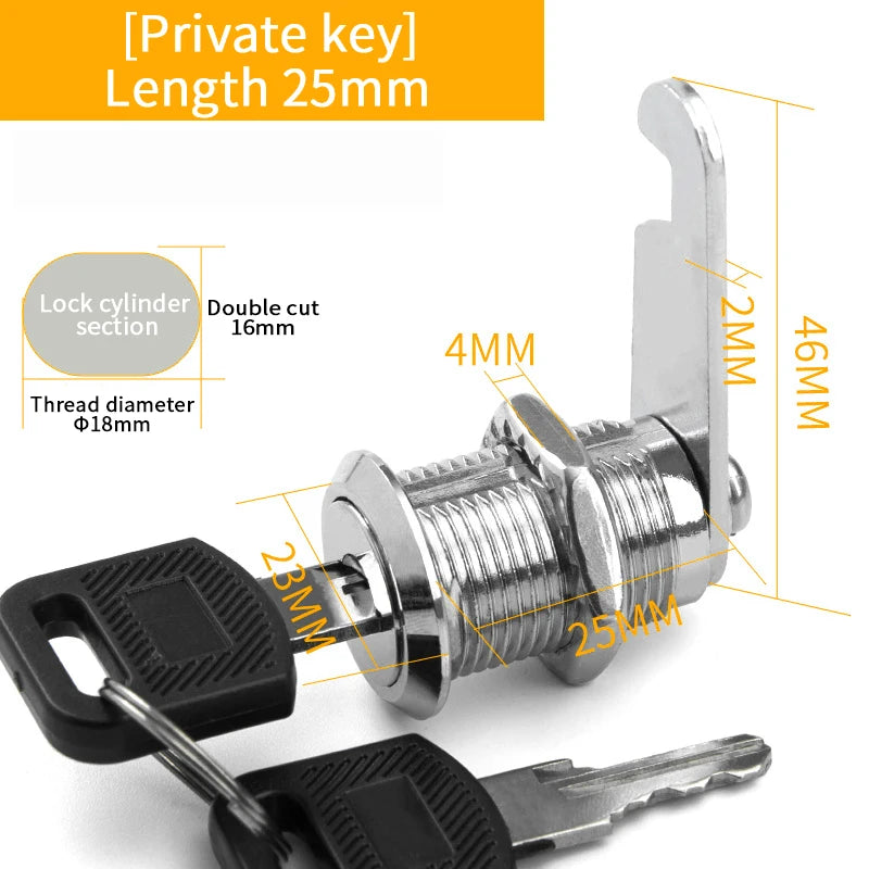 5er Set Metall Sicherheitsschloss mit Schlüssel für Schrank Schublade