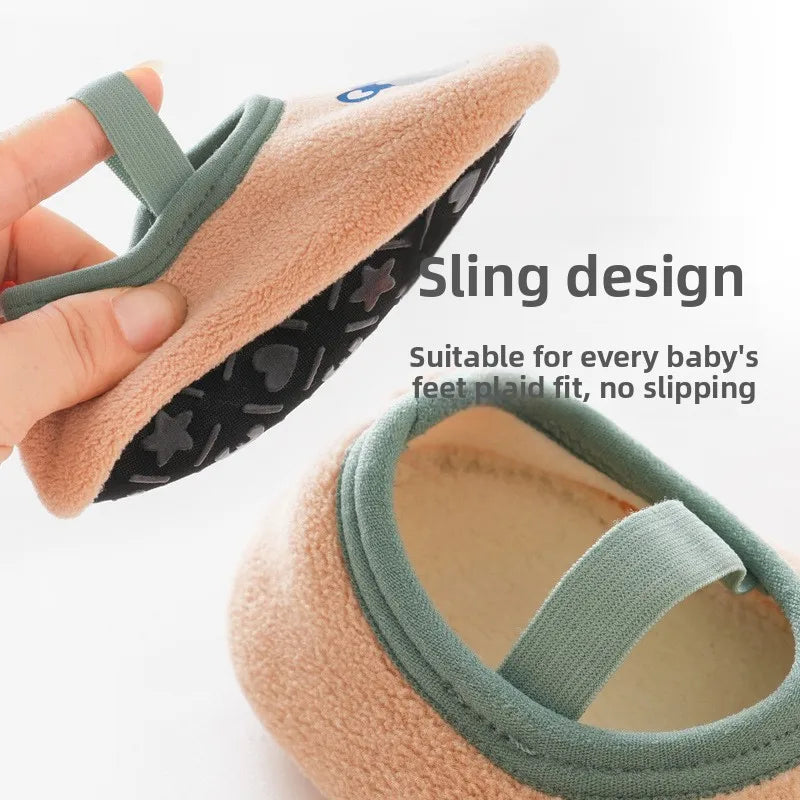 Rutschfeste Fleece-Bodensocken für Babys 0-4 Jahre warme Lauflernschuhe