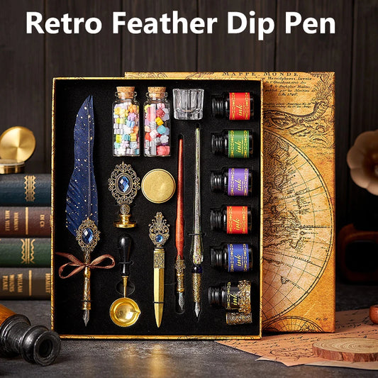 Klassisches Feder Füllfederhalter Set mit Tinte in Geschenkbox