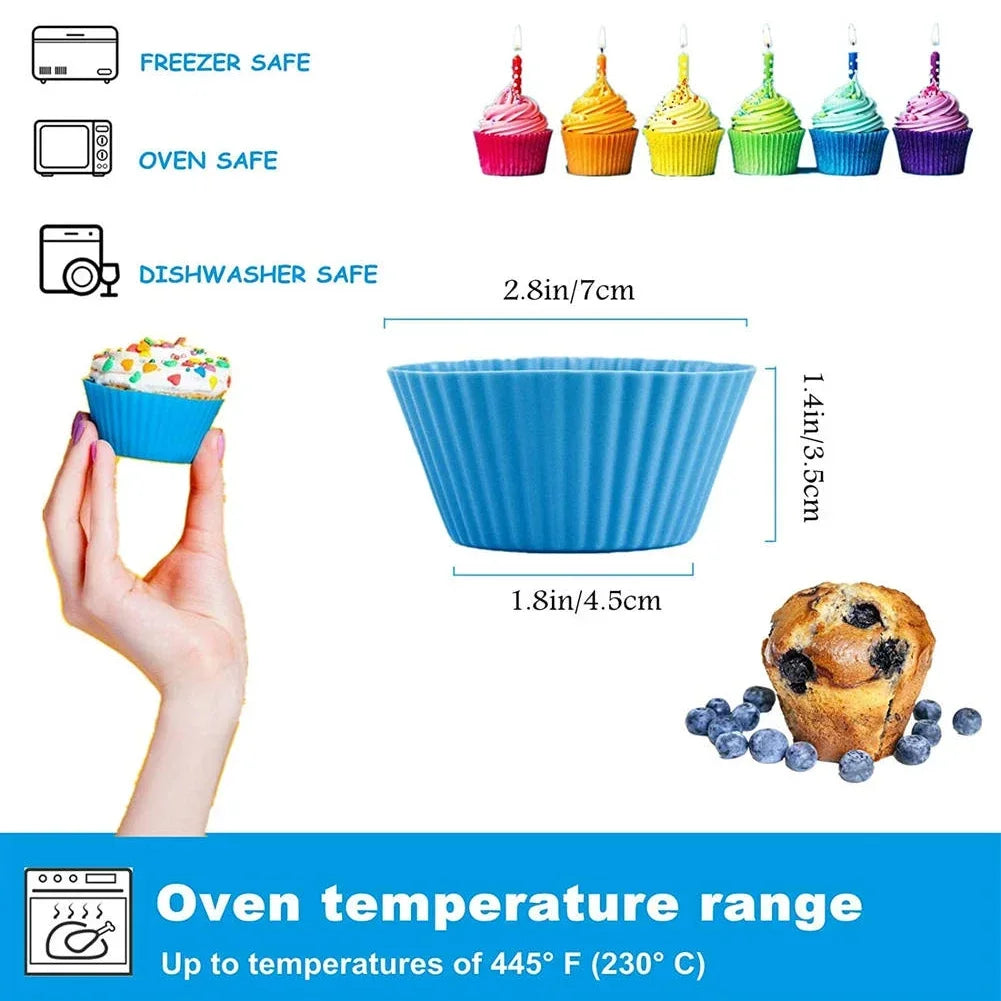 12-teiliges Silikon Muffin-Backform-Set – langlebig, geschmacksneutral