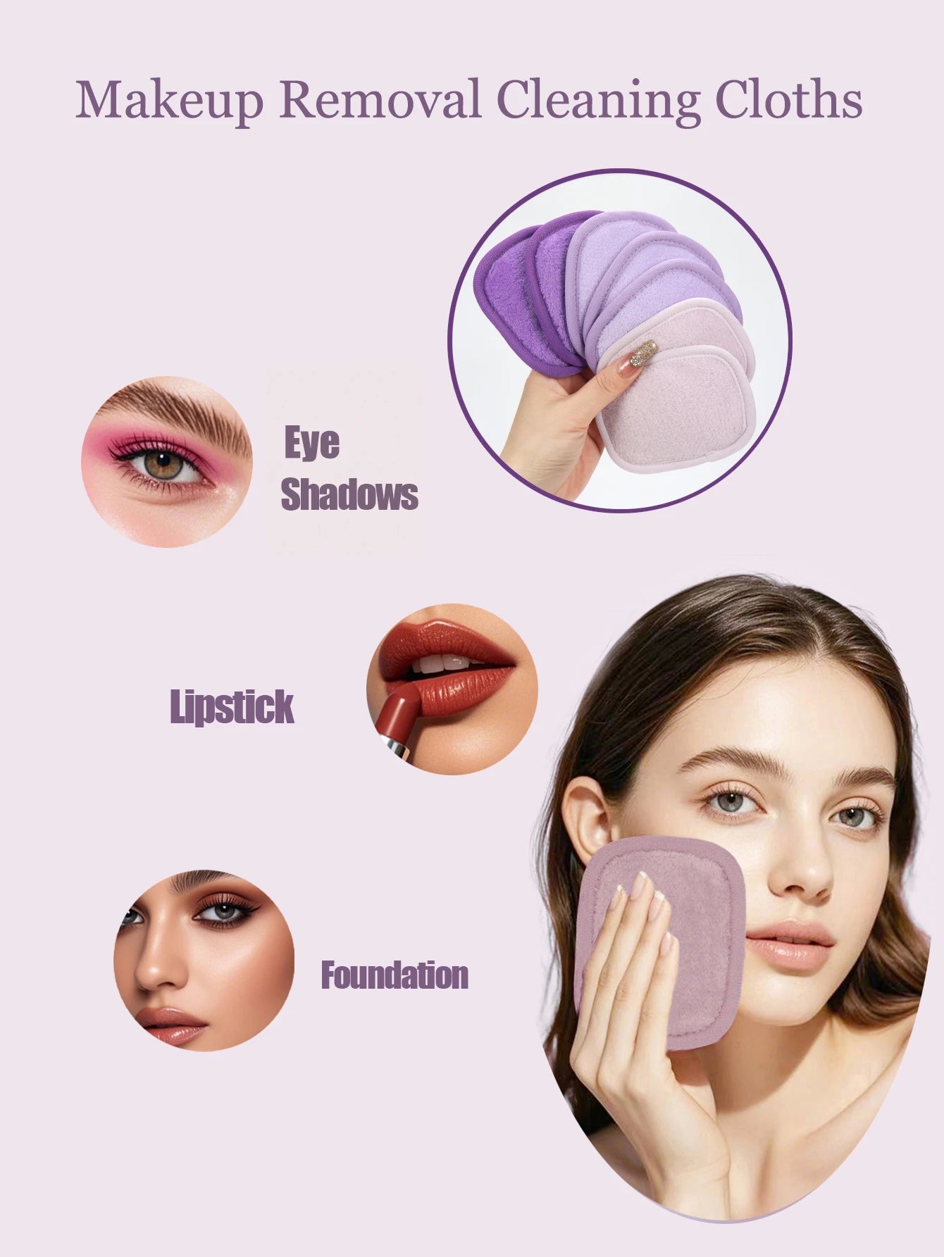 Wiederverwendbare Make up Entferner Tücher mit Farbverlauf 7 Stück