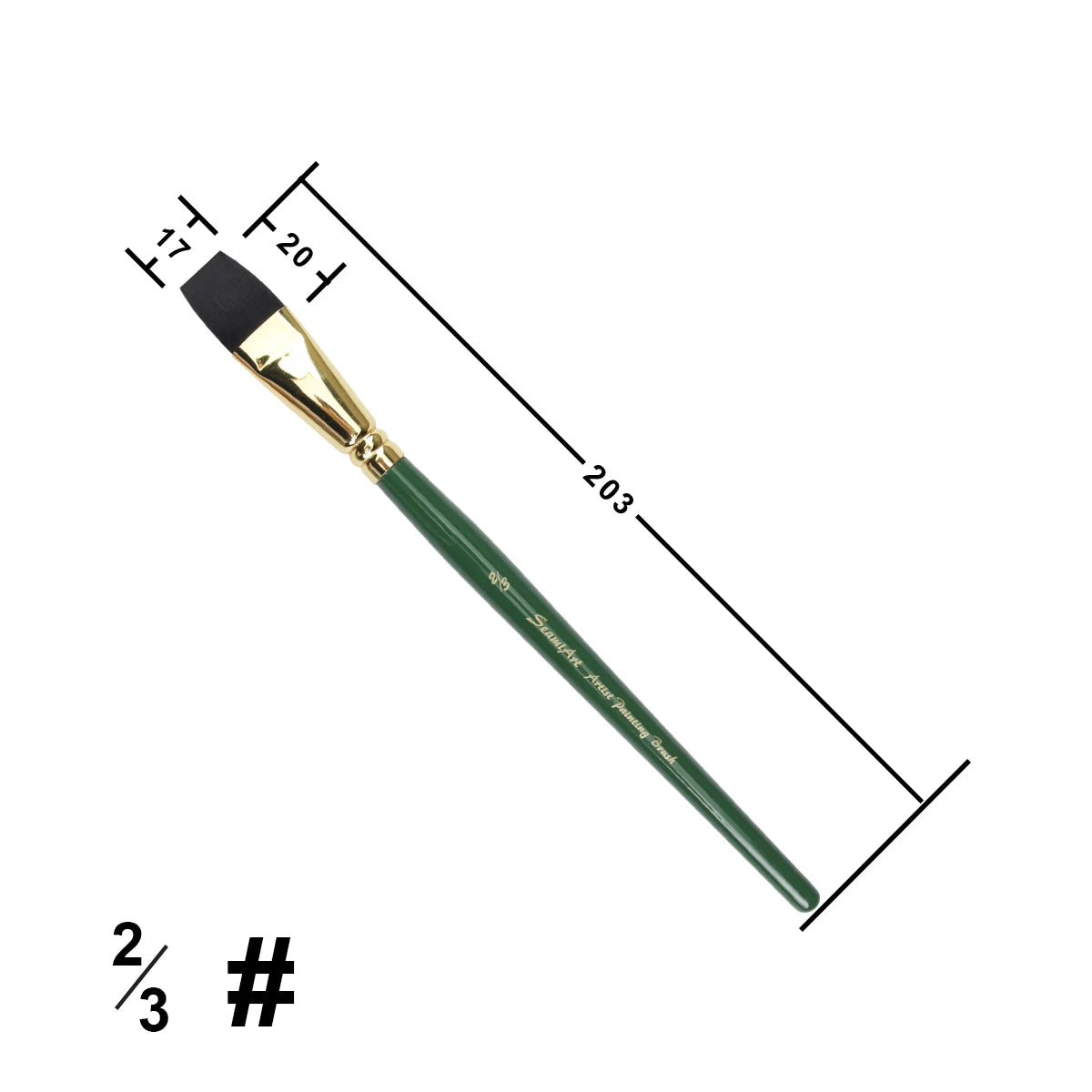 Flacher Künstlerpinsel aus Nylon mit kurzem Holzgriff für Aquarell Acryl