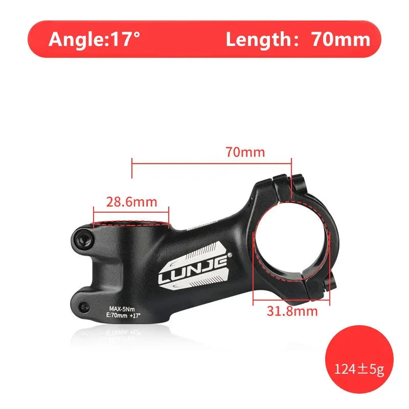 Ultraleichter Fahrradvorbau 17 Grad Aluminiumlegierung 31,8 mm MTB Rennrad