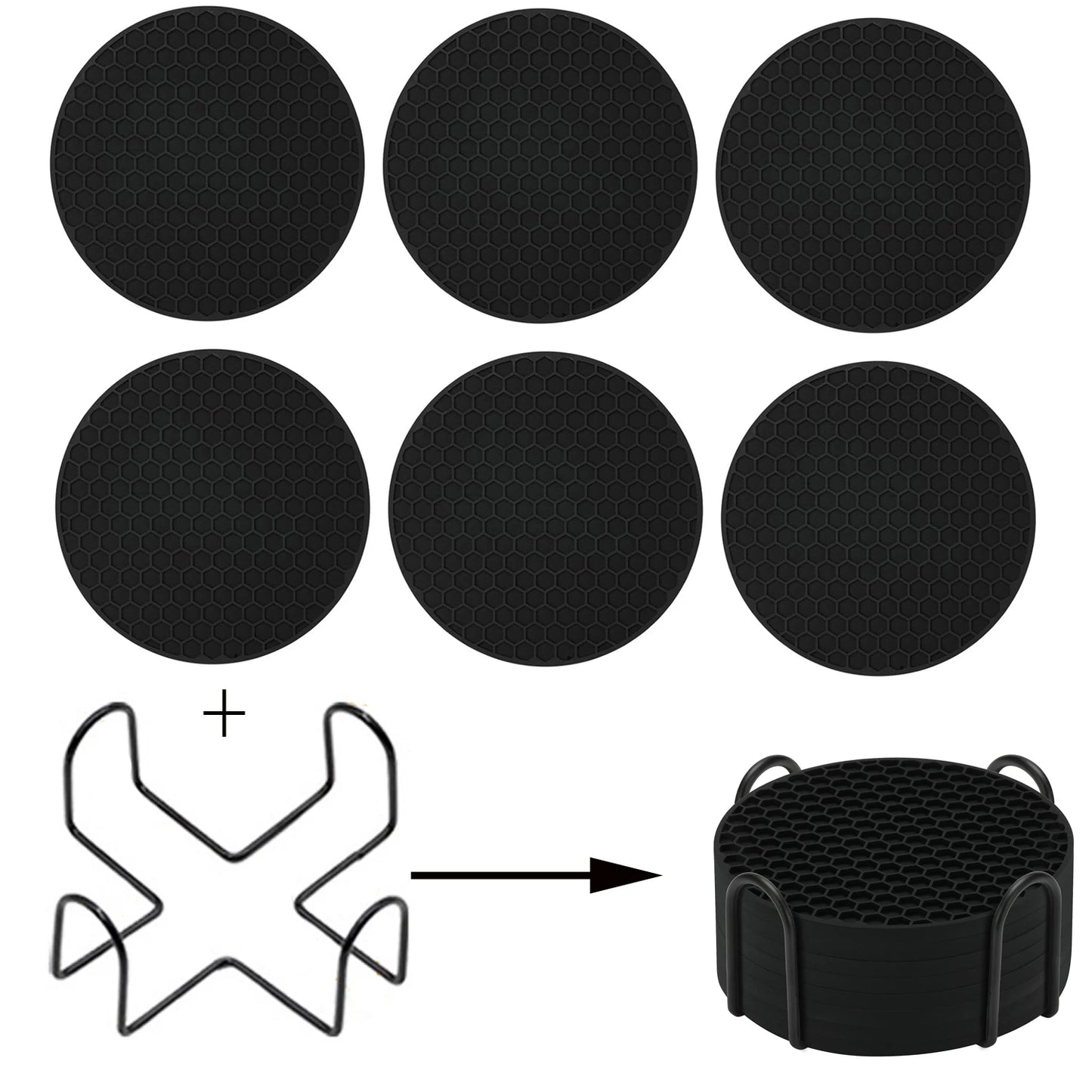 Silikon Untersetzer Set mit Halter – Rutschfest für Heiß - Kalt - Tassen - Gläser