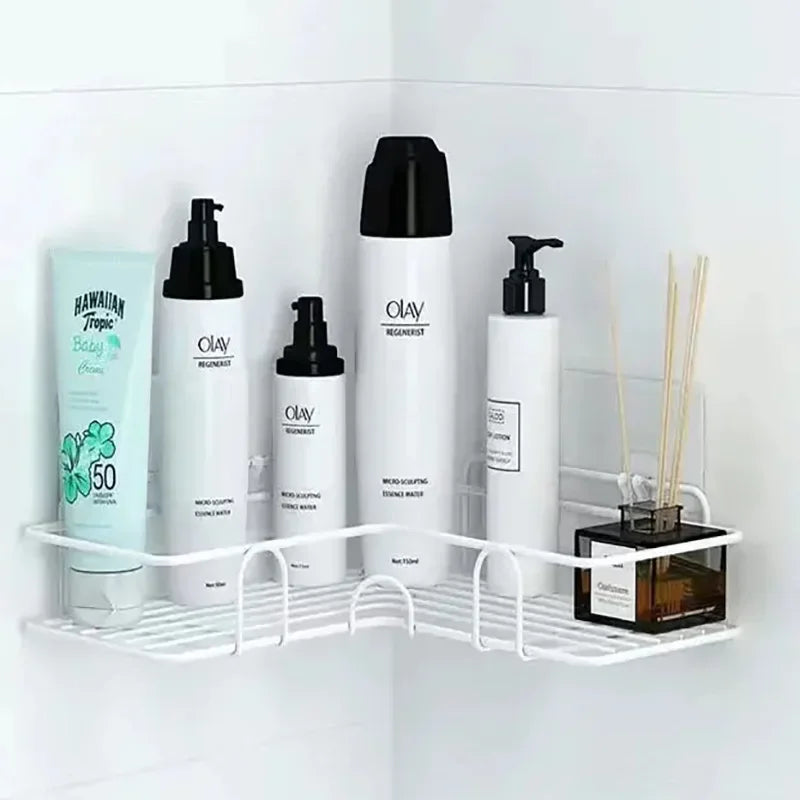 Bad Lieferungen Schwimmende Wand Regal Metall Organizer Warenkorb Badezimmer Dusche Vorhang Küche Lagerung Organisatoren Kommode