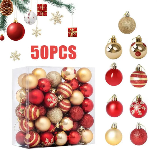 50-teilige Weihnachtskugeln rot gold für festliche Dekoration
