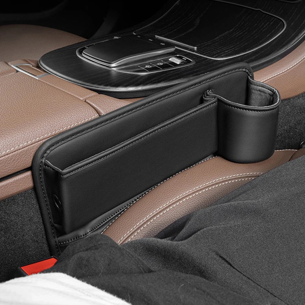 Auto Sitz Spalt Organizer mit Getränkehalter & Leder Optik