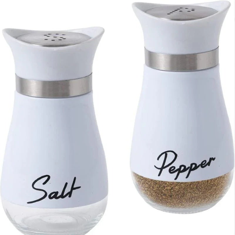 2er Set Glas Gewürz Shaker Vorratsbehälter für Küche - Grill – Salz - Pfeffer