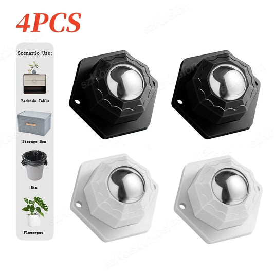 4x Selbstklebende Möbelrollen mit 360° Rotation Edelstahl Nylon