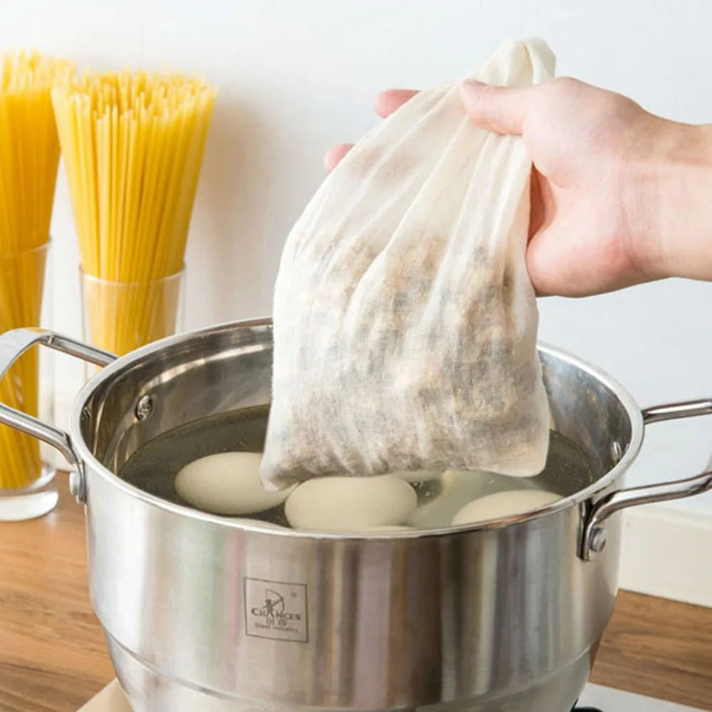 Wiederverwendbare Baumwollbeutel mit Kordelzug für Lebensmittel und Filter