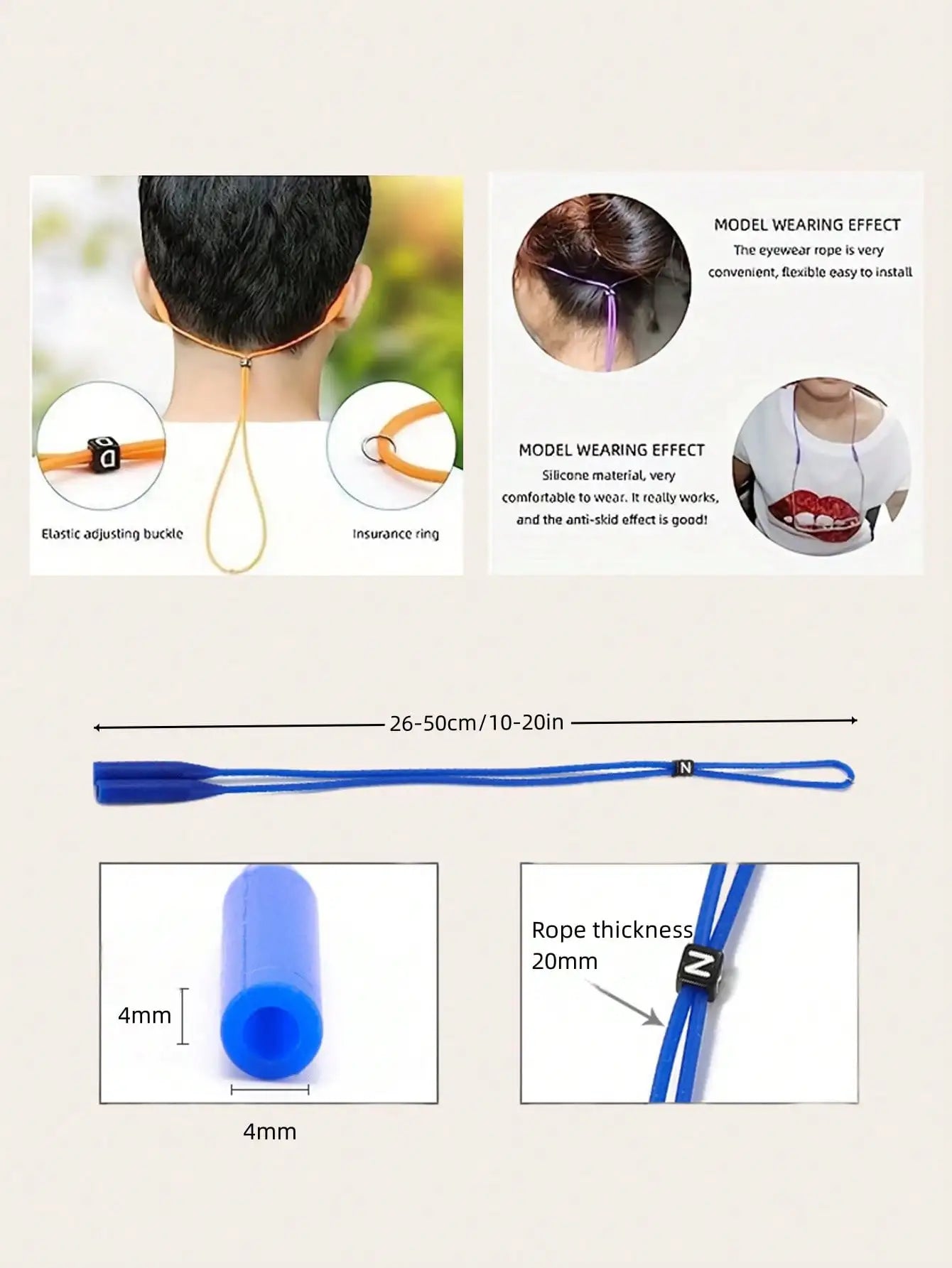 Elastische Silikon Brillenband Kette für Sonnenbrille sportlich und rutschfest-Yabubest - Home & More