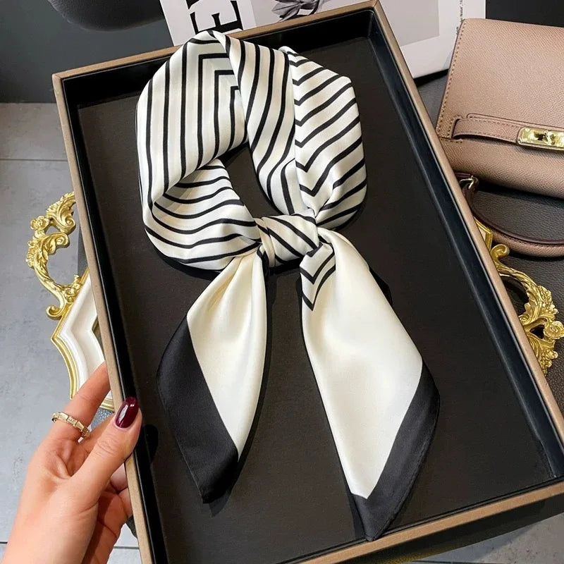 Luxus Seide Quadrat Schal Frauen Weich Satin Haarband Halstuch Büro Hijab