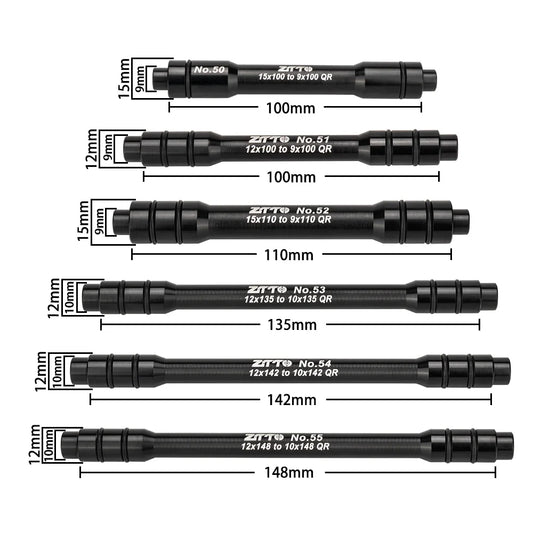MTB Fahrrad Naben Steckachsen Adapter: 15mm auf 9mm QR oder 15mm auf 12mm
