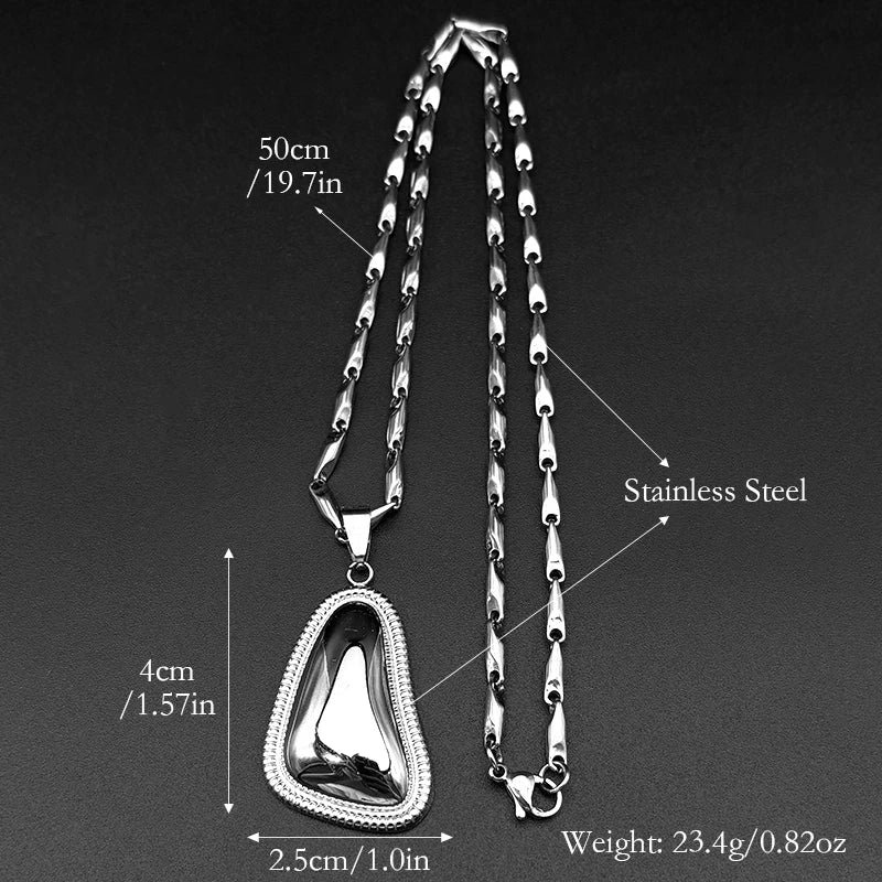 Hip-Hop Edelstahl Halskette mit unregelmäßigem dreieckigem Anhänger Unisex