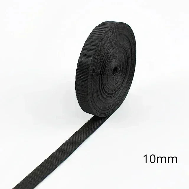 Schwarzes Nylon Gurtband 10-100mm für Taschen Rucksäcke Sicherheitsriegel