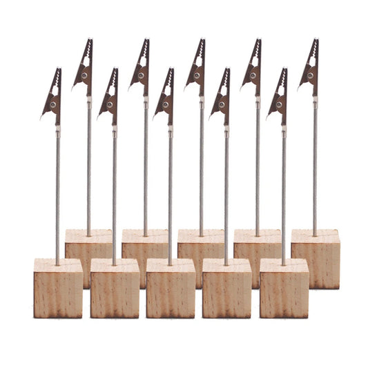 10 Holz Metall Alligator Clips Memo Kartenhalter Bilderhalter Tisch