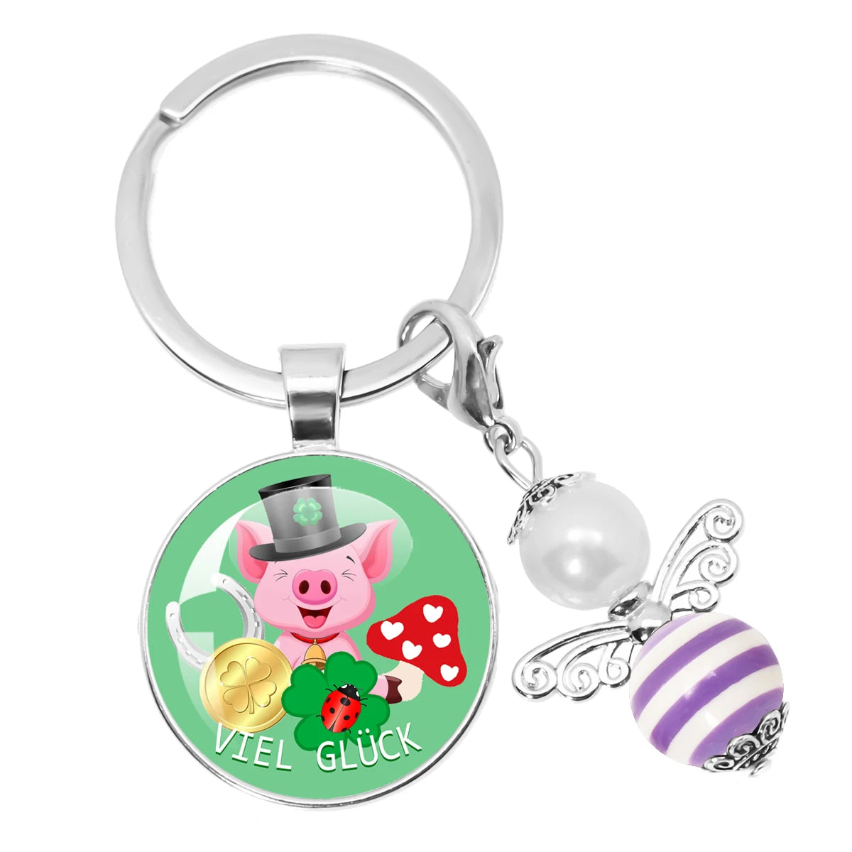 Glücksbringer Schlüsselanhänger mit vierblättrigem Kleeblatt Design