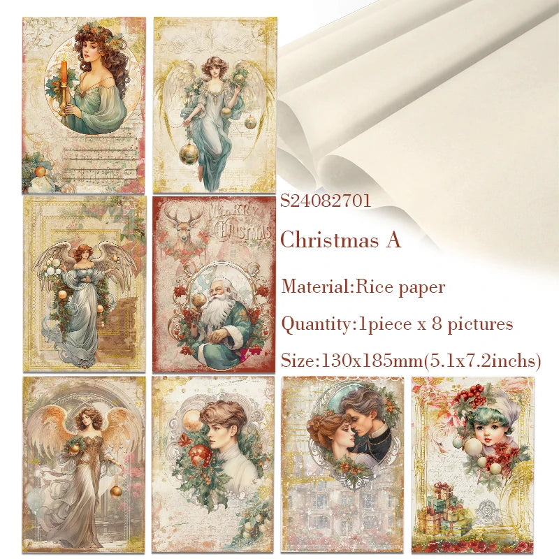 Reispapier im Retro Design für Scrapbooking und Vintage Dekoration