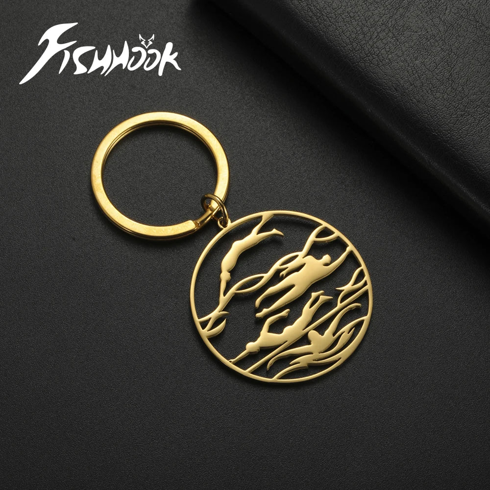 Schwimmen Schlüsselanhänger Edelstahl Sport Anhänger Silber Unisex