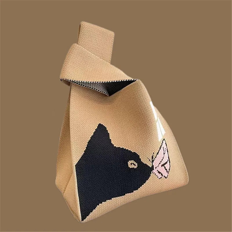 Handgefertigte kleine gestrickte Handtasche für Damen, vielseitig und leicht