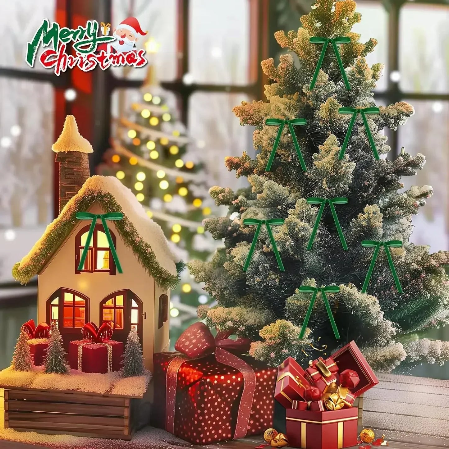 12er Set Samt Weihnachtsschleifen für Festdekoration