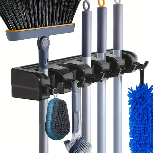 Multifunktionaler wandmontierter Mopphalter mit 3-5 Positionen – platzsparend - robust