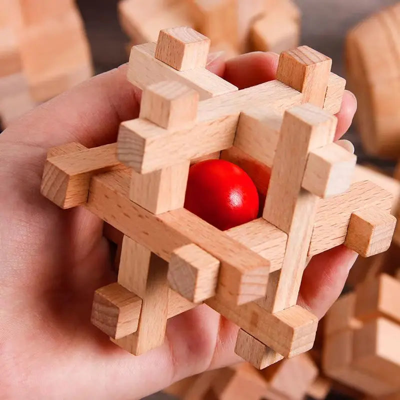 6-teiliges Holz Rätselwürfel Set für IQ Herausforderung