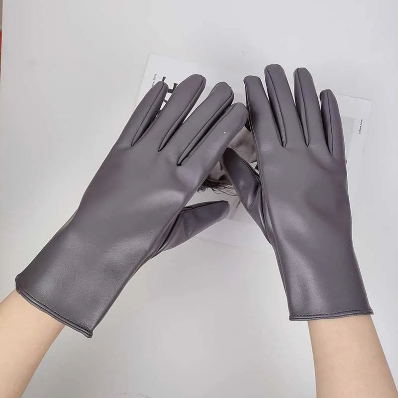 Winter Damen Handschuhe Kunstleder Wasserdicht Winddicht Warm Plüsch Sport