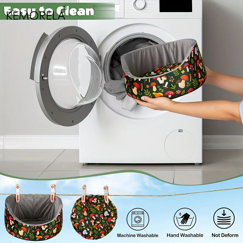 KEMORELA Gemütliches Meerschweinchenbett, weiches, waschbares Kuschelbett für kleine Haustiere mit dickem, abnehmbarem Polster, dunkelgrünes Pilzblattmuster-Yabubest - Home & More