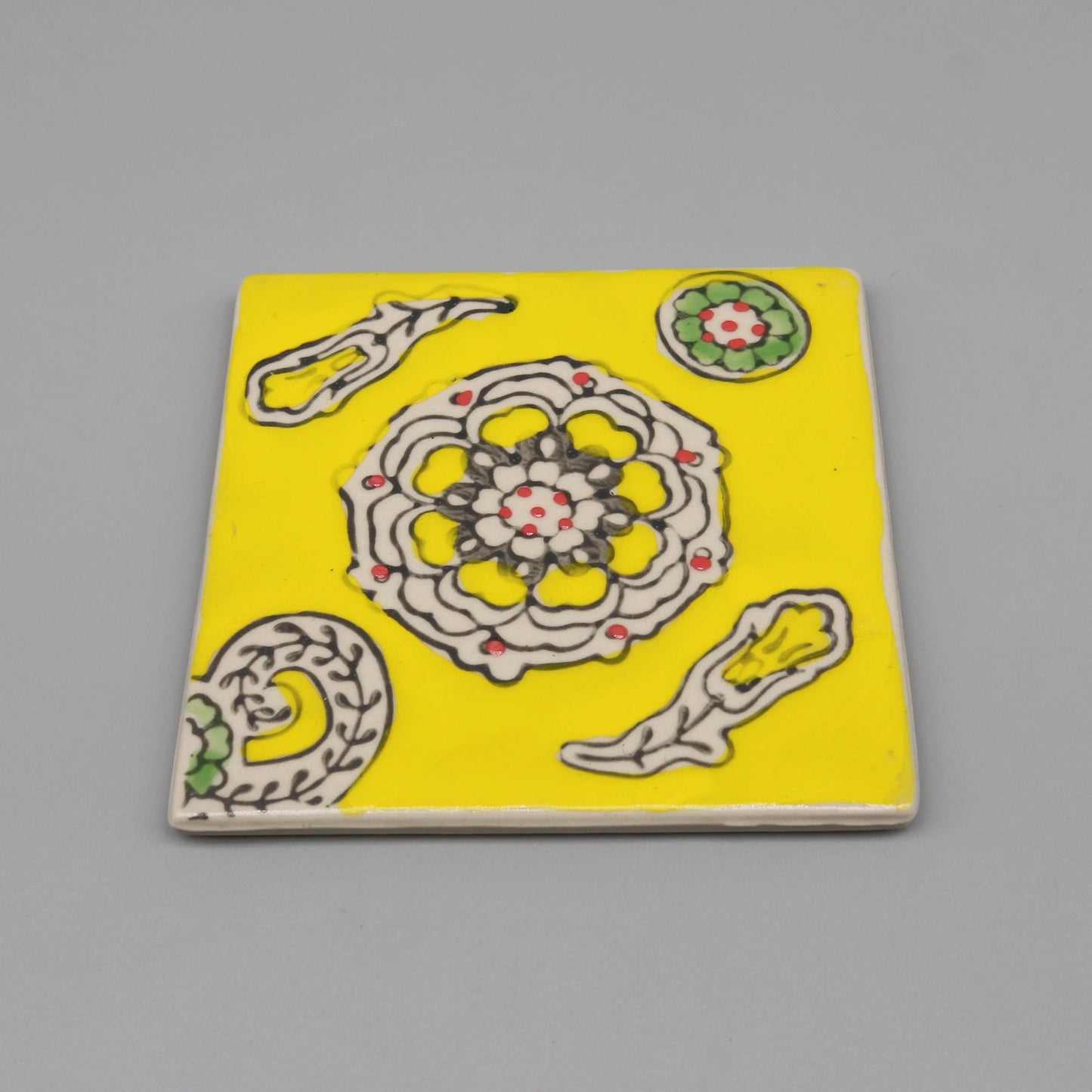 Dekorative quadratische Keramikuntersetzer 10x10 cm blau weiß