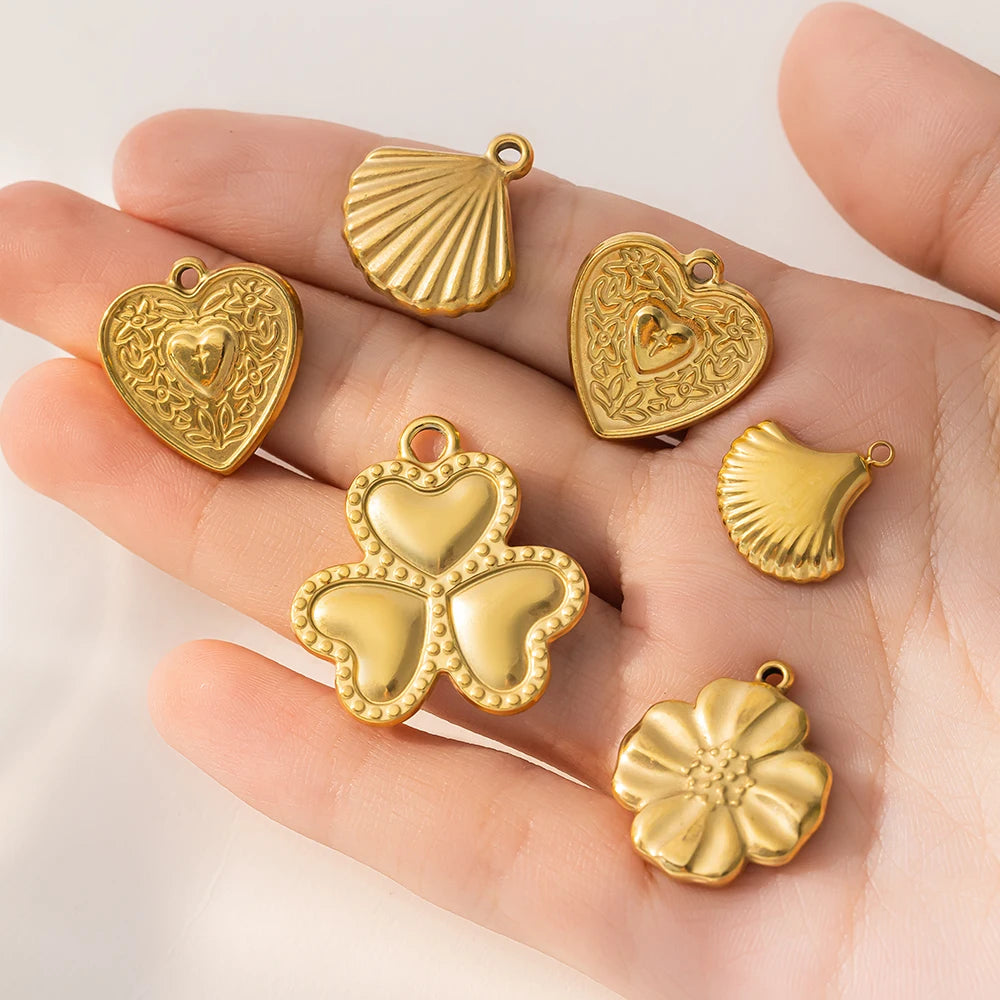 5er Set Edelstahl Charms Gold für Schmuckherstellung DIY Zubehör