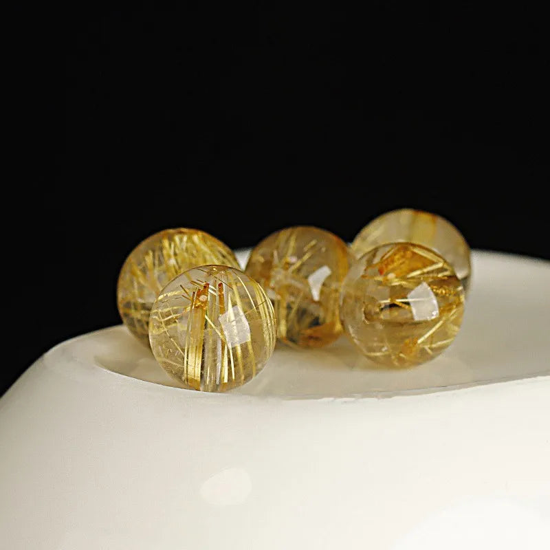 Natürliche goldene runde Haar Kristall Perlen zum Basteln