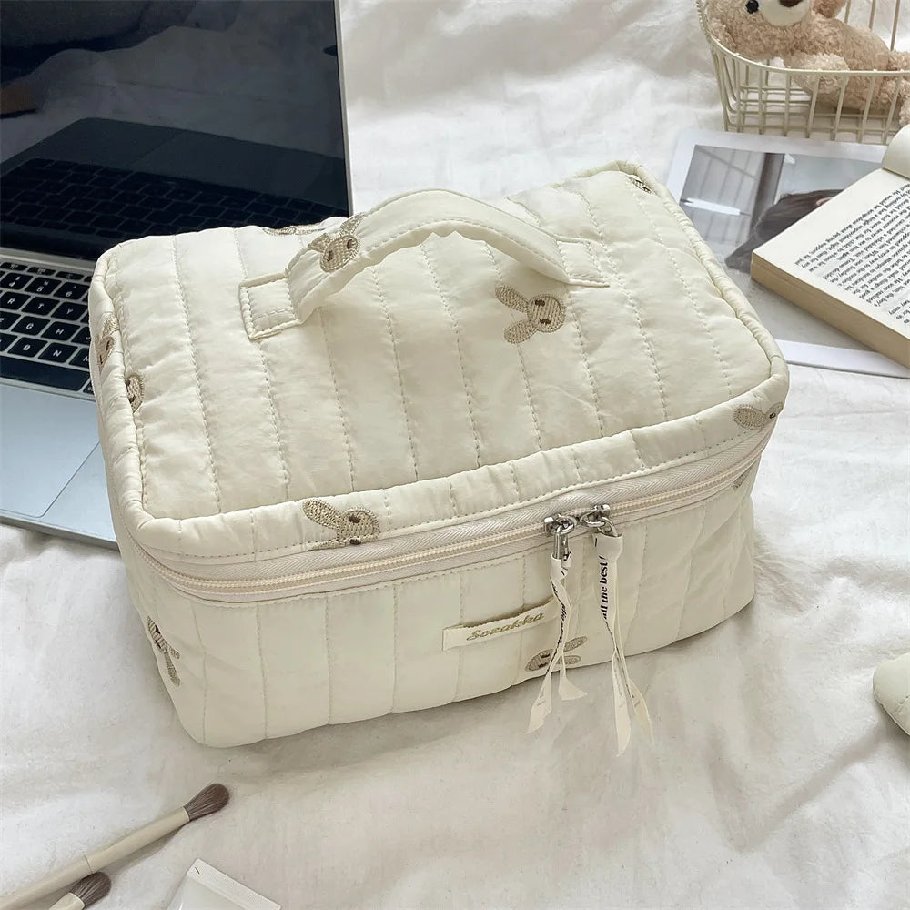 Praktische Kosmetiktasche aus weichem Baumwollstoff für Damen