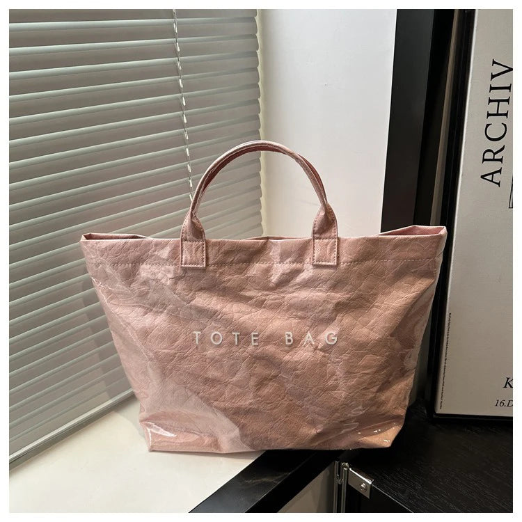 Transparente Einkaufstasche mit Retro Buchstaben großes Fassungsvermögen Damen