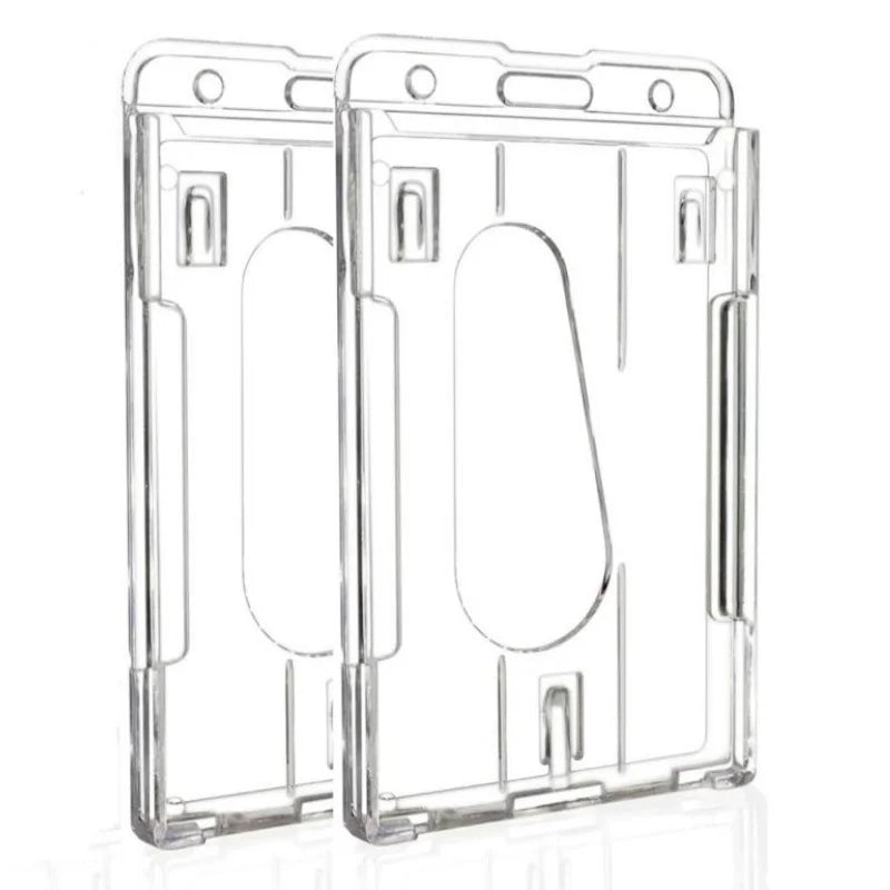Transparenter Ausweishalter mit Doppelkarten-Slots und Rollclip