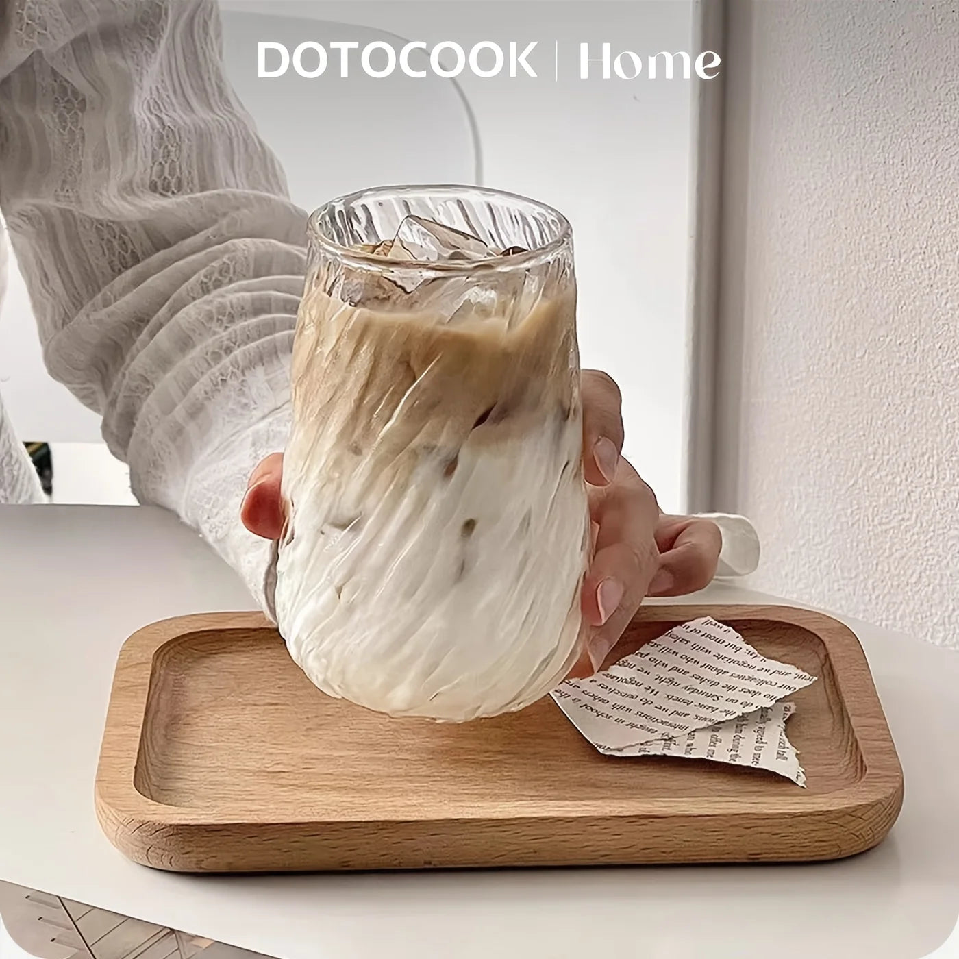 400 ml Glas Kaffeebecher mit Streifen für vielseitigen Genuss