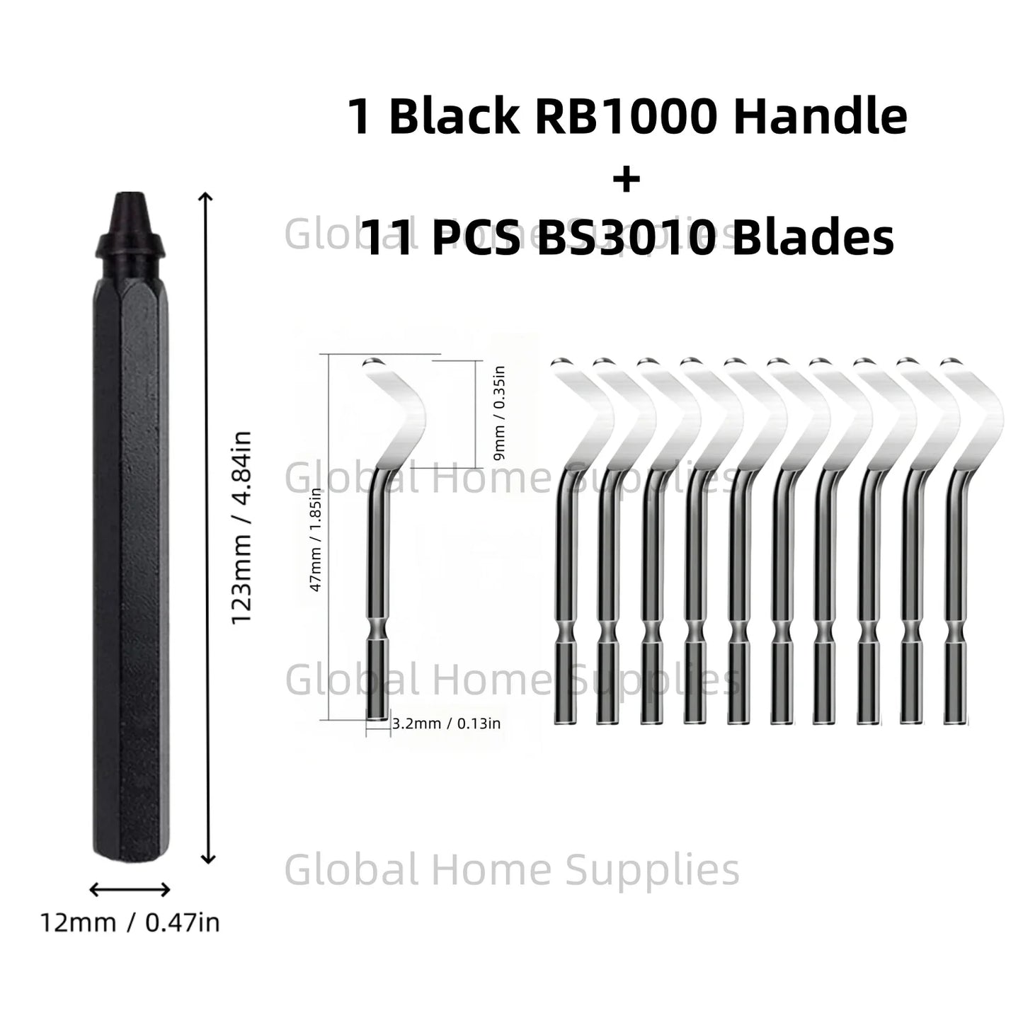 Entgratungswerkzeug Set RB1000 mit 1 oder 11 Schnellarbeitsstahl-Schwenkklingen