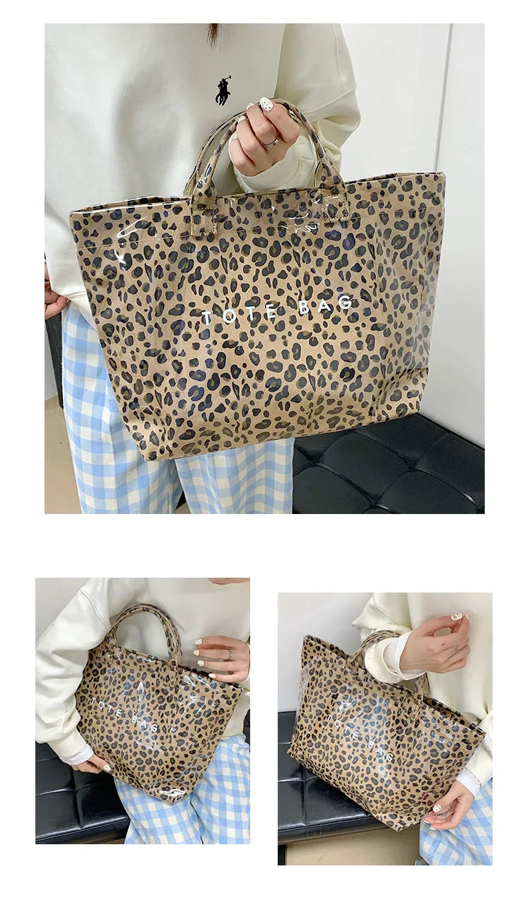 Leichte Damenhandtasche mit großem Fassungsvermögen im Leopardenmuster