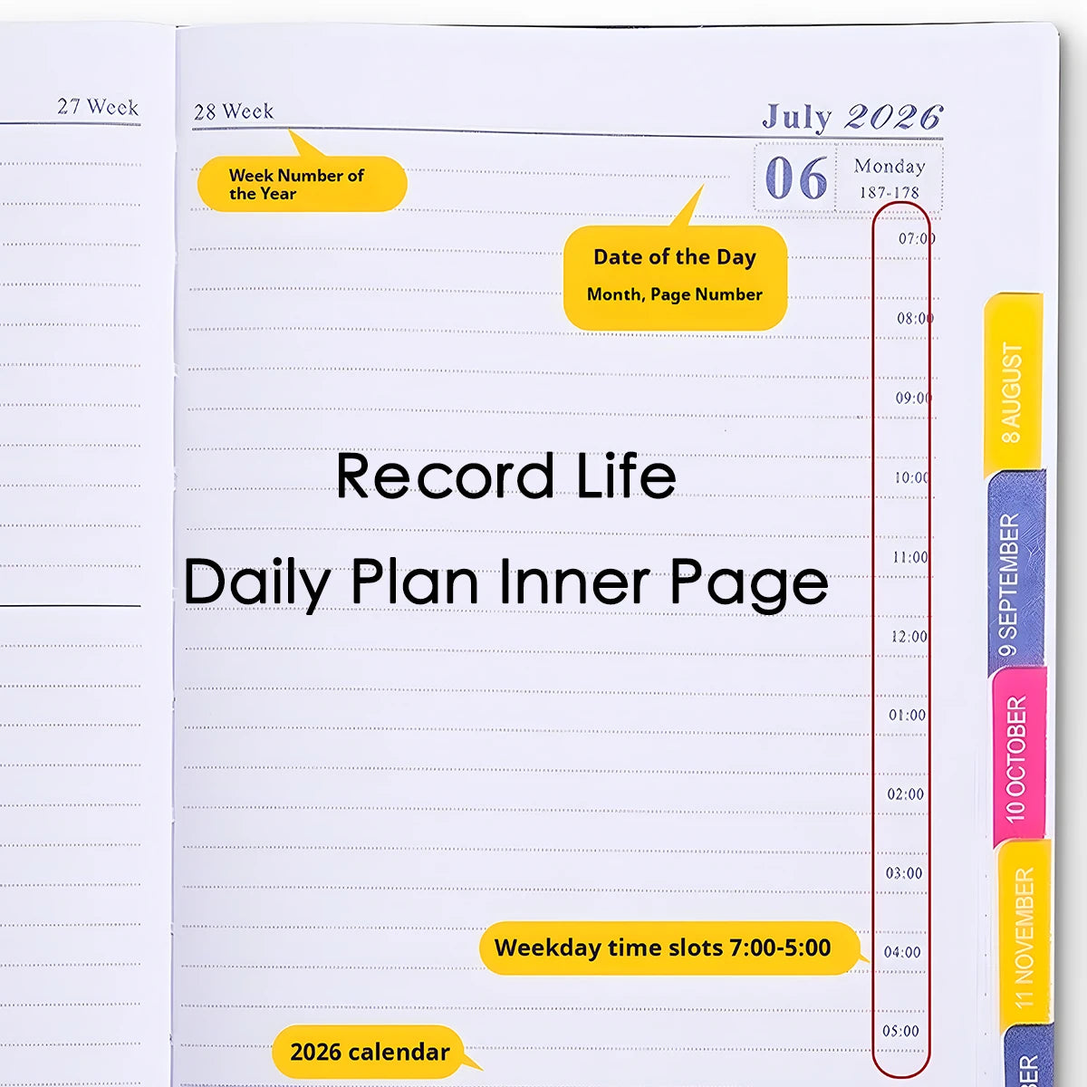 2026 Planer A5 PU-Ledereinband Spanisch Englisch wöchentlicher Monatsplaner