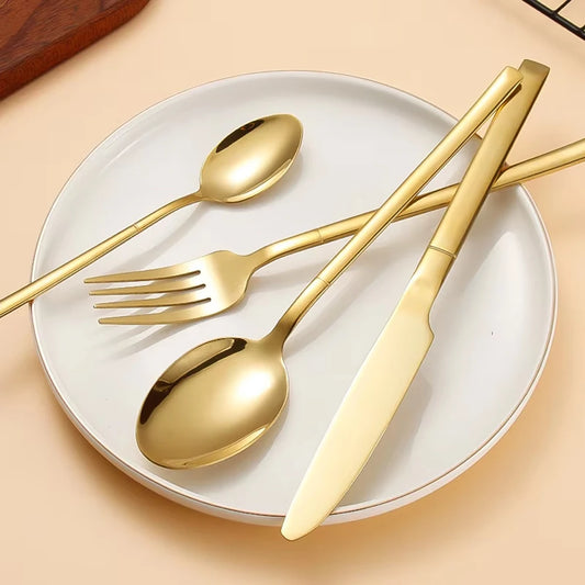 30-teiliges Gold Besteckset aus Edelstahl für 6 Personen – elegant - spülmaschinenfest