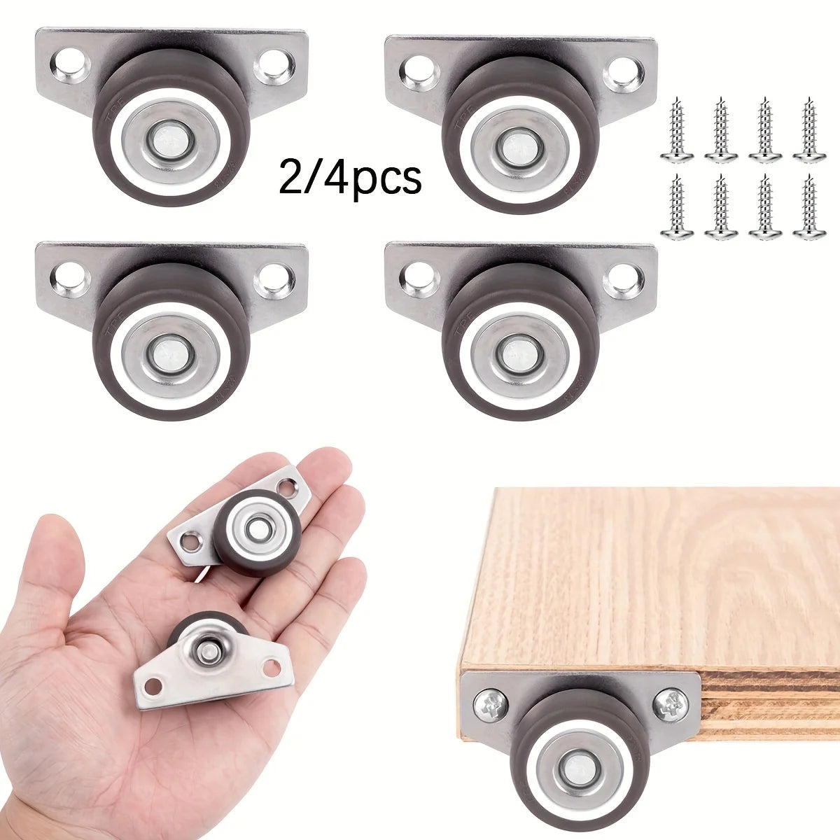Seitliche Möbelrollen 2er Set – 1,25 Zoll Kleine Räder für Schubladen - DIY